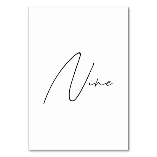 Elegant Calligraphic Wedding Table 9 tabelnummer Kaart (Voorkant)