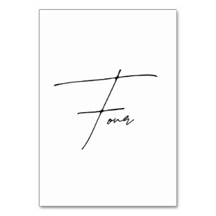 Elegant Calligraphic Weduwtabel 4 tabelnummer Kaart