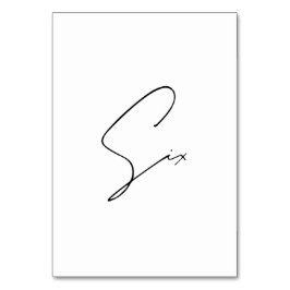 Elegant Calligraphic Weduwtabel 6 tabelnummer Kaart