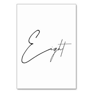 Elegant Calligraphic Weduwtabel 8 tabelnummer Kaart