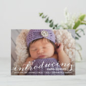 Elegant Calligraphy 1-Foto Birth Announement Aankondiging (Staand voorkant)