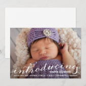 Elegant Calligraphy 1-Foto Birth Announement Aankondiging (Voorkant / Achterkant)