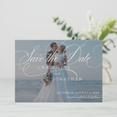 Elegant Calligraphy 2 Photo Wedding Save The Date (Staand voorkant)