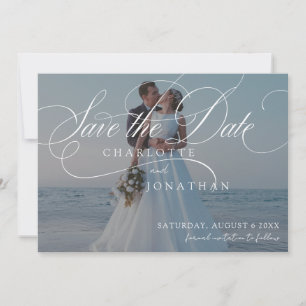 Elegant Calligraphy 2 Photo Wedding Save The Date