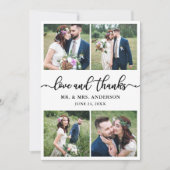Elegant Calligraphy 4 Photo Wedding Photo Collage Bedankkaart (Voorkant)