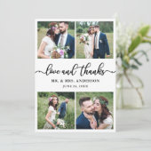 Elegant Calligraphy 4 Photo Wedding Photo Collage Bedankkaart (Staand voorkant)