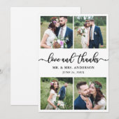 Elegant Calligraphy 4 Photo Wedding Photo Collage Bedankkaart (Voorkant / Achterkant)