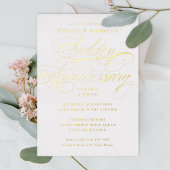 Elegant Calligraphy 50th Golden Jubileum Party Folie Uitnodiging
