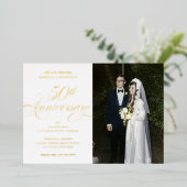 Elegant Calligraphy 50th Golden Jubileum Photo Folie Uitnodiging (Staand Voorkant)