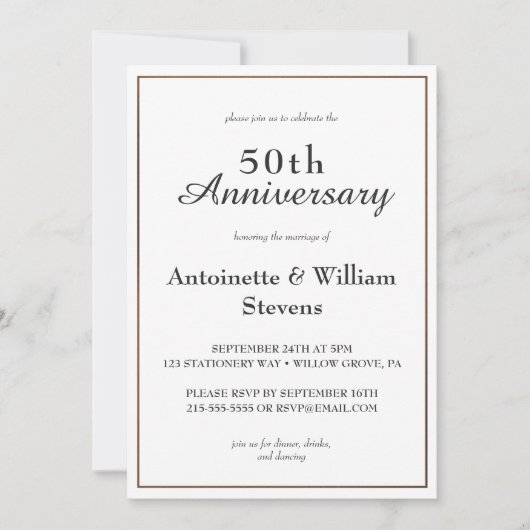 Elegant Calligraphy 50th Wedding Jubileum Kaart (Voorkant)