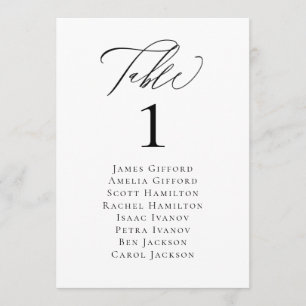 Elegant Calligraphy 5x7 Table Number Kaart