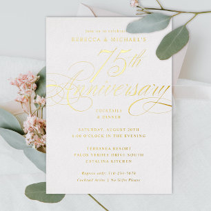 Elegant Calligraphy 75th Diamond Jubileum Party Folie Uitnodiging