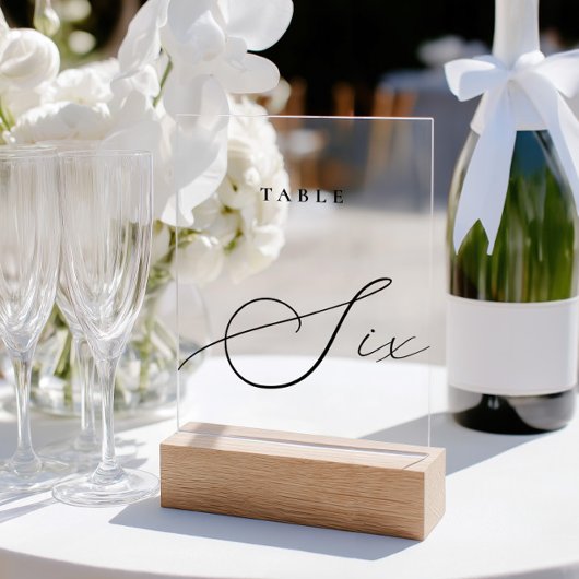 Elegant Calligraphy Acryl Bord Nummer Zes