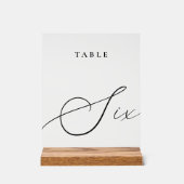 Elegant Calligraphy Acryl Bord Nummer Zes (Voorkant)
