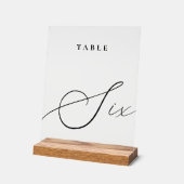 Elegant Calligraphy Acryl Bord Nummer Zes (Hoek)