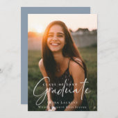 Elegant Calligraphy Afstuderen Foto Aankondiging (Voorkant / Achterkant)