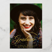 Elegant Calligraphy Afstuderen Notice Folie Uitnodiging (Voorkant)