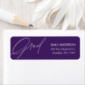 Elegant Calligraphy Afstuderen Paars Adres Etiket (Insitu)