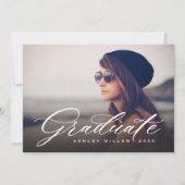 Elegant Calligraphy Afstuderen Photo Afstuderen Aankondiging (Voorkant)