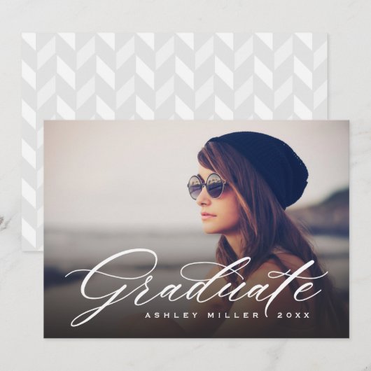 Elegant Calligraphy Afstuderen Photo Afstuderen Aankondiging (Voorkant / Achterkant)