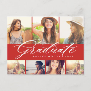 Elegant Calligraphy Afstuderen Photo Collage Party Uitnodiging Briefkaart