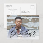 Elegant Calligraphy Afstuderen Photo Party Uitnodiging Briefkaart (Voorkant / Achterkant)