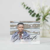 Elegant Calligraphy Afstuderen Photo Party Uitnodiging Briefkaart (Staand voorkant)
