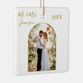 Elegant Calligraphy Arch Photo Lijst Gold Pas getr Keramisch Ornament (Rechts)