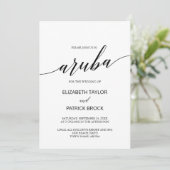 Elegant Calligraphy Aruba Destination Wedding Kaart (Staand voorkant)