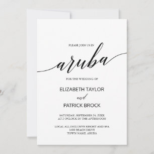 Elegant Calligraphy Aruba Destination Wedding Kaart