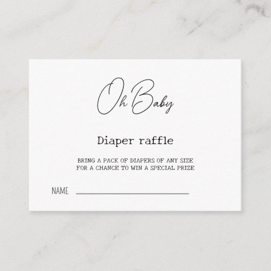 Elegant Calligraphy Baby shower Diaper Raffle Informatiekaartje (Voorkant)