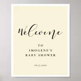 Elegant calligraphy Baby shower Welcome Poster