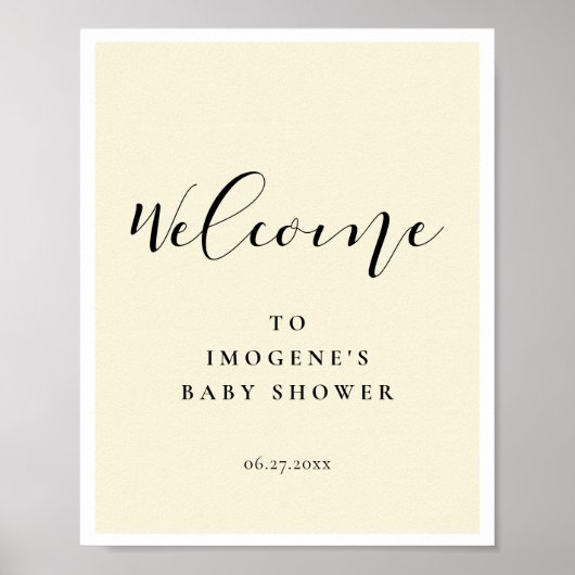 Elegant calligraphy Baby shower Welcome Poster (Voorkant)