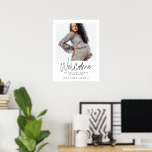 Elegant Calligraphy Baby shower Welcome sign Poster (Thuiskantoor)