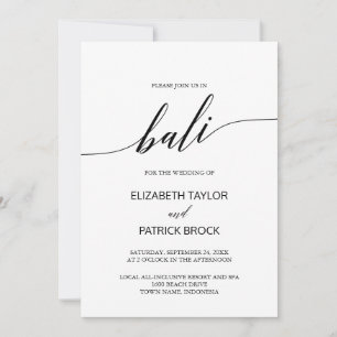Elegant Calligraphy Bali Destination Wedding Kaart