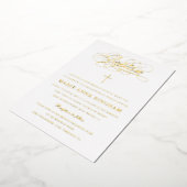 Elegant Calligraphy Baptisme Gold Folie Uitnodiging (Gedraaid)