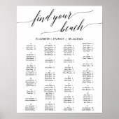Elegant Calligraphy Beach Theme Seat Chart Poster (Voorkant)