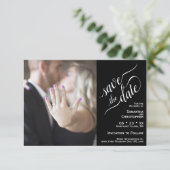 Elegant Calligraphy Black 2 Pane Photo Wedding Save The Date (Staand voorkant)