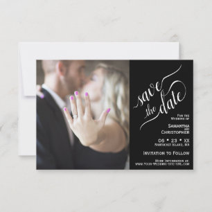 Elegant Calligraphy Black 2 Pane Photo Wedding Save The Date