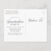 Elegant Calligraphy Black 4 Photo Graduparty Uitnodiging Briefkaart (Achterkant)