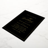 Elegant calligraphy black and gold wedding folie uitnodiging (Gedraaid)