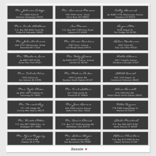 Elegant Calligraphy Black and White Wedding Guest Sticker (Vel)