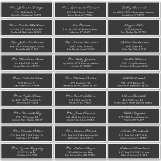 Elegant Calligraphy Black and White Wedding Guest Sticker (Voorkant)