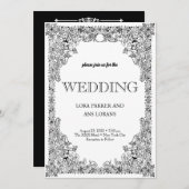 Elegant Calligraphy Black and White Wedding Invita Kaart (Voorkant / Achterkant)