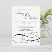 Elegant Calligraphy Black and White Wedding Invite Kaart (Staand voorkant)