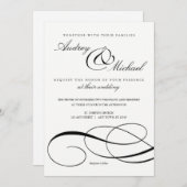 Elegant Calligraphy Black and White Wedding Invite Kaart (Voorkant / Achterkant)