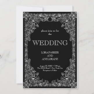 Elegant Calligraphy Black and White Wedding Kaart