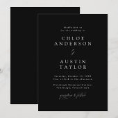 Elegant Calligraphy Black and White Wedding Kaart (Voorkant / Achterkant)