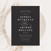 Elegant Calligraphy Black and White Wedding Kaart