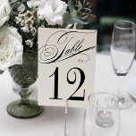 Elegant Calligraphy Black and White Wedding Kaart<br><div class="desc">Deze prachtige tafelnummers hebben een prachtig zwart-wit ontwerp met een elegant kalligrafiescript. Het moderne en elegante ontwerp van het lijstaantal zal een vleugje verfijning aan uw lijsten toevoegen. Ze zijn zeker een mooie aanvulling op uw evenement of bruiloft decor!</div>
